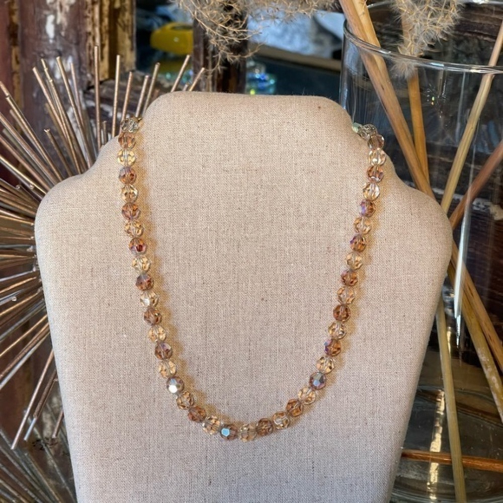 Elegant gold champagne beaded crystal statement necklace, adjustable. Nordstrom